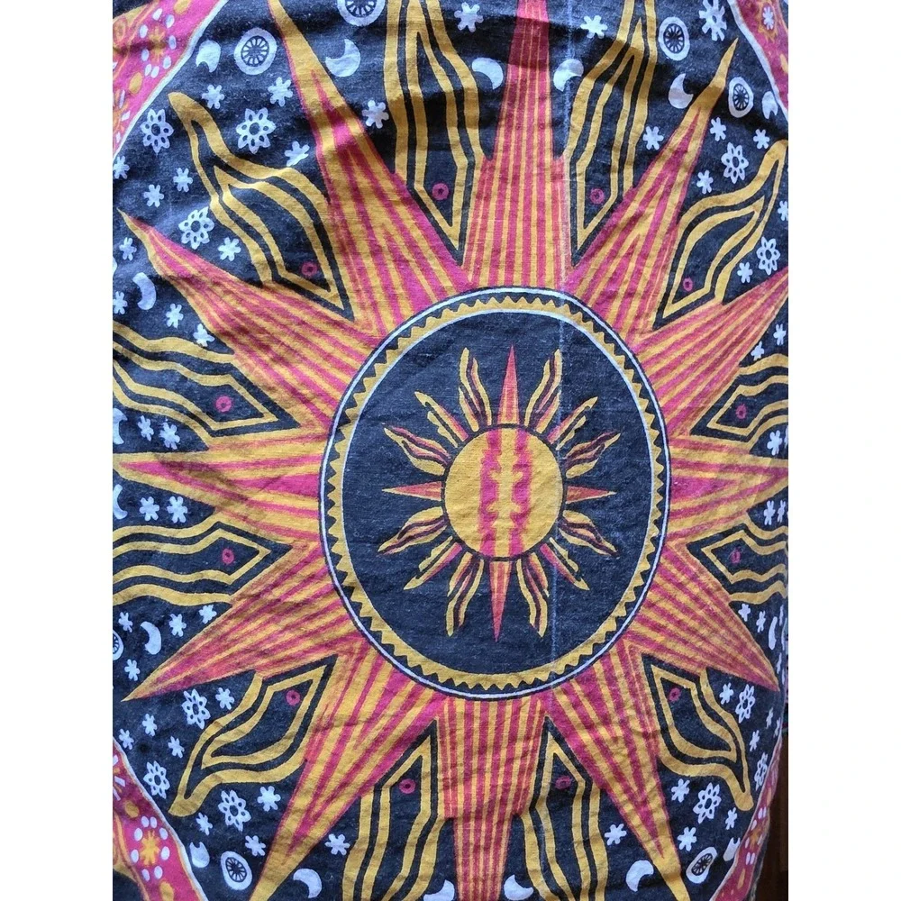 Boho Tapestry Sun Moon Celestial Black Yellow Red White Wall Hanging Decor
